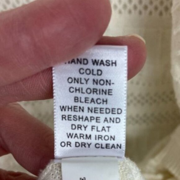 Banana Republic White Eyelet Knit Cardigan Sweater Size Large Open Front Minimal - Picture 7 of 13